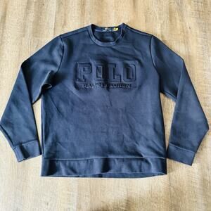 Polo Ralph Lauren Mens Blue Puff Print Double Knit Crewneck Sweatshirt Sz XL